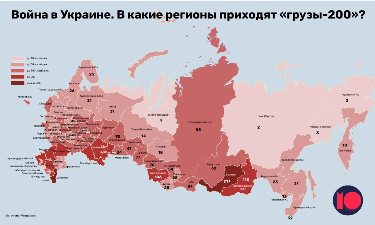 Бедные, малограмотные и плохо говорят по-русски: куда в РФ чаще всего идут похоронки из Украины